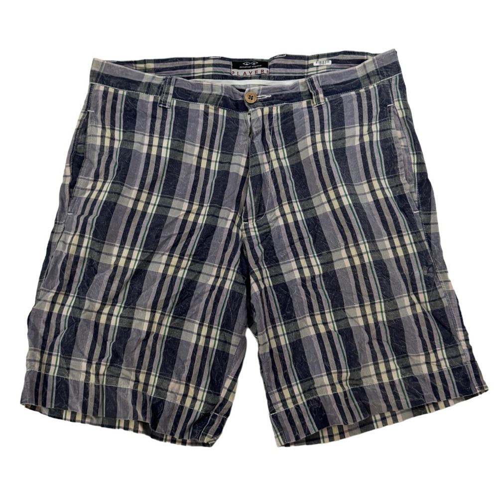 Snake Eyes Players Multicolor Plaid Flat Front Chino Shorts Sz 32 (36" Waist)